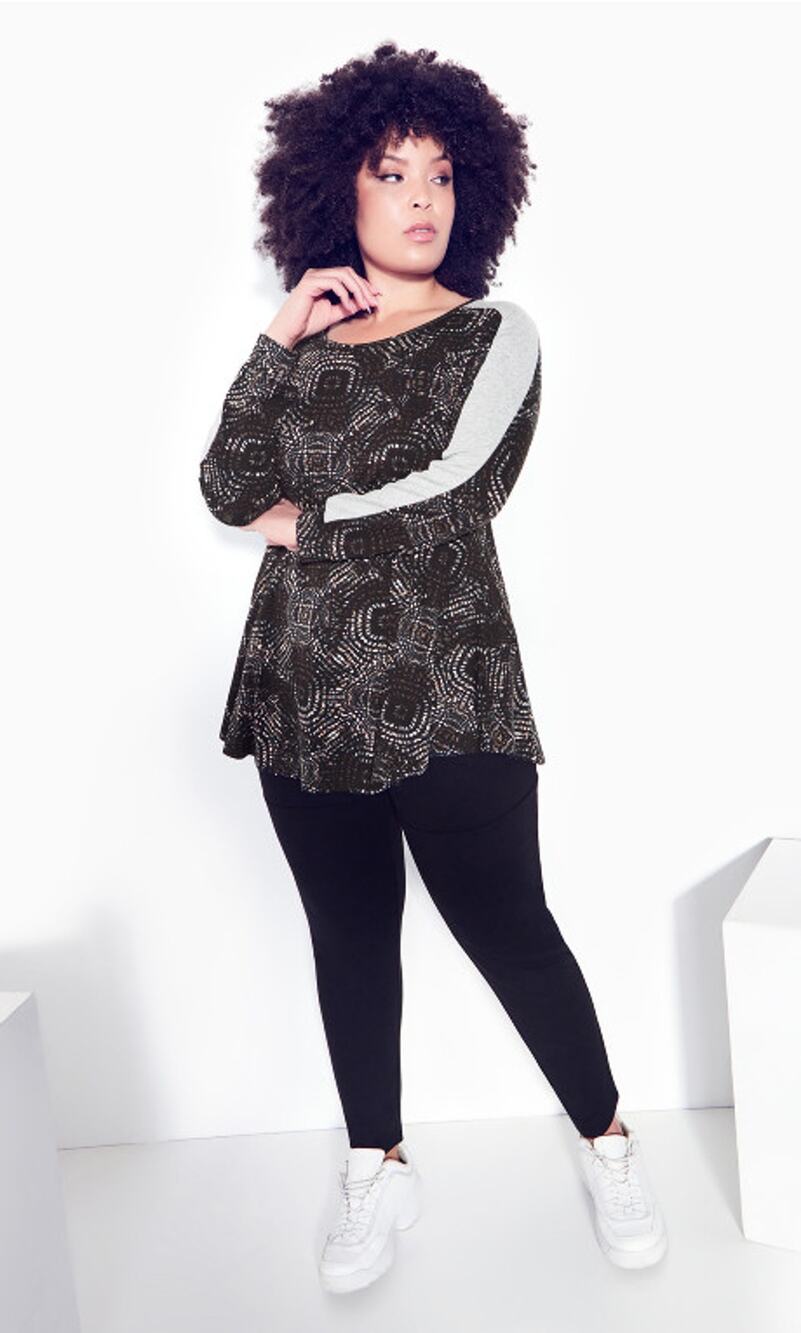 ZIM & ZOE Women's Black Infinity Splice 3/4 Sleeve Soft Swing Top SZ 30/32 NWT